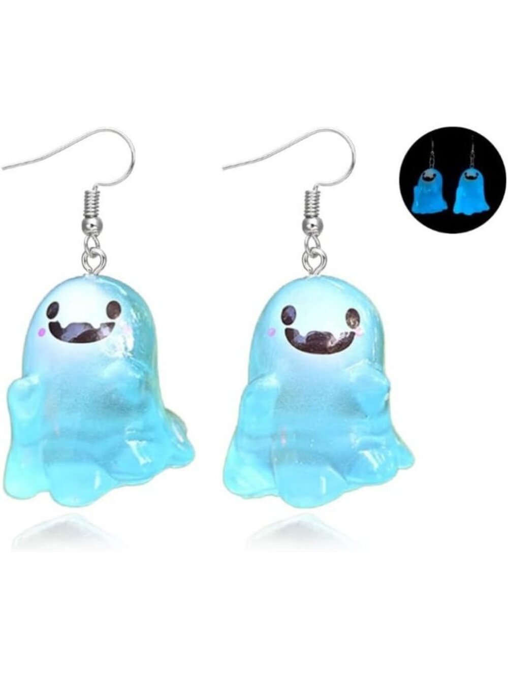 Woman's Blue Dangle Halloween Costumes Cute Jewelry Charm Ghost Stud Earrings